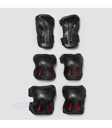 Pack 3 Protecciones Triple Pad Set SFR Negro/Rojo Niños