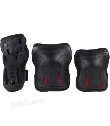 Pack 3 Protecciones Triple Pad Set SFR Negro/Rojo Niños